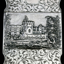 Load image into Gallery viewer, Antique Solid Silver &#39;Castle Top&#39; Double Sided Card Case Depicting Windsor Castle and Kenilworth Castle - Taylor &amp; Perry 1841
