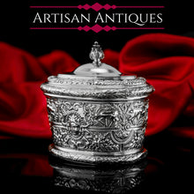 Load image into Gallery viewer, Rare Antique Solid Silver Cellini Tea Caddy Box - Mappin &amp; Webb 1902
