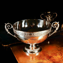 Load image into Gallery viewer, A Magnificent Victorian Solid Silver Centrepiece Bowl with Roman Frieze - Elkington 1899 - Artisan Antiques
