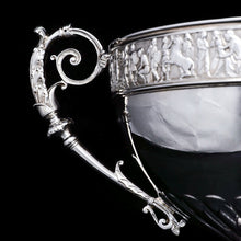 Load image into Gallery viewer, A Magnificent Victorian Solid Silver Centrepiece Bowl with Roman Frieze - Elkington 1899 - Artisan Antiques
