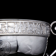 Load image into Gallery viewer, A Magnificent Victorian Solid Silver Centrepiece Bowl with Roman Frieze - Elkington 1899 - Artisan Antiques
