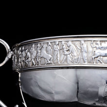 Load image into Gallery viewer, A Magnificent Victorian Solid Silver Centrepiece Bowl with Roman Frieze - Elkington 1899 - Artisan Antiques

