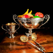 Load image into Gallery viewer, A Magnificent Victorian Solid Silver Centrepiece Bowl with Roman Frieze - Elkington 1899 - Artisan Antiques
