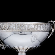 Load image into Gallery viewer, A Magnificent Victorian Solid Silver Centrepiece Bowl with Roman Frieze - Elkington 1899 - Artisan Antiques
