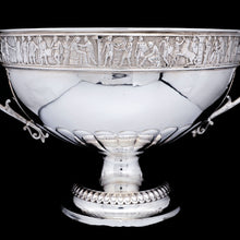 Load image into Gallery viewer, A Magnificent Victorian Solid Silver Centrepiece Bowl with Roman Frieze - Elkington 1899 - Artisan Antiques
