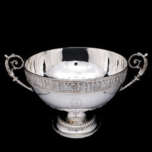 Load image into Gallery viewer, A Magnificent Victorian Solid Silver Centrepiece Bowl with Roman Frieze - Elkington 1899 - Artisan Antiques
