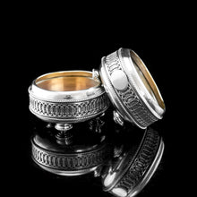 Load image into Gallery viewer, Antique Solid Silver Pair of Salt Cellars - Elkington 1887
