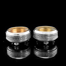 Load image into Gallery viewer, Antique Solid Silver Pair of Salt Cellars - Elkington 1887
