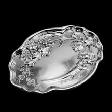 Load image into Gallery viewer, Antique Solid Sterling Silver Large Dish/Tray with Art Nouveau Floral Design - Thomas Bishton 1907 - Artisan Antiques
