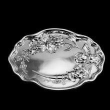 Load image into Gallery viewer, Antique Solid Sterling Silver Large Dish/Tray with Art Nouveau Floral Design - Thomas Bishton 1907 - Artisan Antiques
