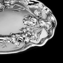 Load image into Gallery viewer, Antique Solid Sterling Silver Large Dish/Tray with Art Nouveau Floral Design - Thomas Bishton 1907 - Artisan Antiques
