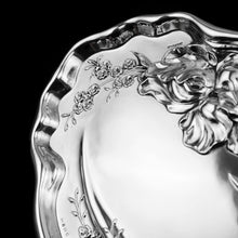 Load image into Gallery viewer, Antique Solid Sterling Silver Large Dish/Tray with Art Nouveau Floral Design - Thomas Bishton 1907 - Artisan Antiques
