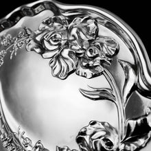Load image into Gallery viewer, Antique Solid Sterling Silver Large Dish/Tray with Art Nouveau Floral Design - Thomas Bishton 1907 - Artisan Antiques
