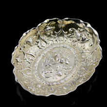 Load image into Gallery viewer, A Small Antique Victorian Solid Silver Bonbon/Nut/Pin Dish with Floral Chasing - William Comyns 1892
