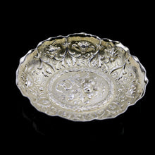 Load image into Gallery viewer, A Small Antique Victorian Solid Silver Bonbon/Nut/Pin Dish with Floral Chasing - William Comyns 1892
