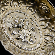 Load image into Gallery viewer, A Small Antique Victorian Solid Silver Bonbon/Nut/Pin Dish with Floral Chasing - William Comyns 1892
