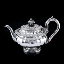 Load image into Gallery viewer, Antique Georgian Solid Silver Teapot Fluted Design by John Bridge (Rundell, Bridge &amp; Rundell) 1827 - Top Maker

