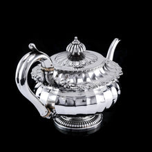 Load image into Gallery viewer, Antique Georgian Solid Silver Teapot Fluted Design by John Bridge (Rundell, Bridge &amp; Rundell) 1827 - Top Maker
