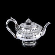 Load image into Gallery viewer, Antique Georgian Solid Silver Teapot Fluted Design by John Bridge (Rundell, Bridge &amp; Rundell) 1827 - Top Maker

