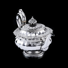 Load image into Gallery viewer, Antique Georgian Solid Silver Teapot Fluted Design by John Bridge (Rundell, Bridge &amp; Rundell) 1827 - Top Maker
