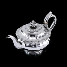 Load image into Gallery viewer, Antique Georgian Solid Silver Teapot Fluted Design by John Bridge (Rundell, Bridge &amp; Rundell) 1827 - Top Maker
