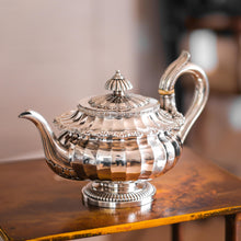 Load image into Gallery viewer, Antique Georgian Solid Silver Teapot Fluted Design by John Bridge (Rundell, Bridge &amp; Rundell) 1827 - Top Maker
