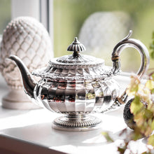 Load image into Gallery viewer, Antique Georgian Solid Silver Teapot Fluted Design by John Bridge (Rundell, Bridge &amp; Rundell) 1827 - Top Maker

