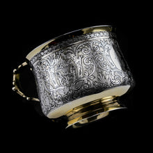 Load image into Gallery viewer, Antique Solid Silver French Mug/Cup with Fine Engravings - 19th Century

