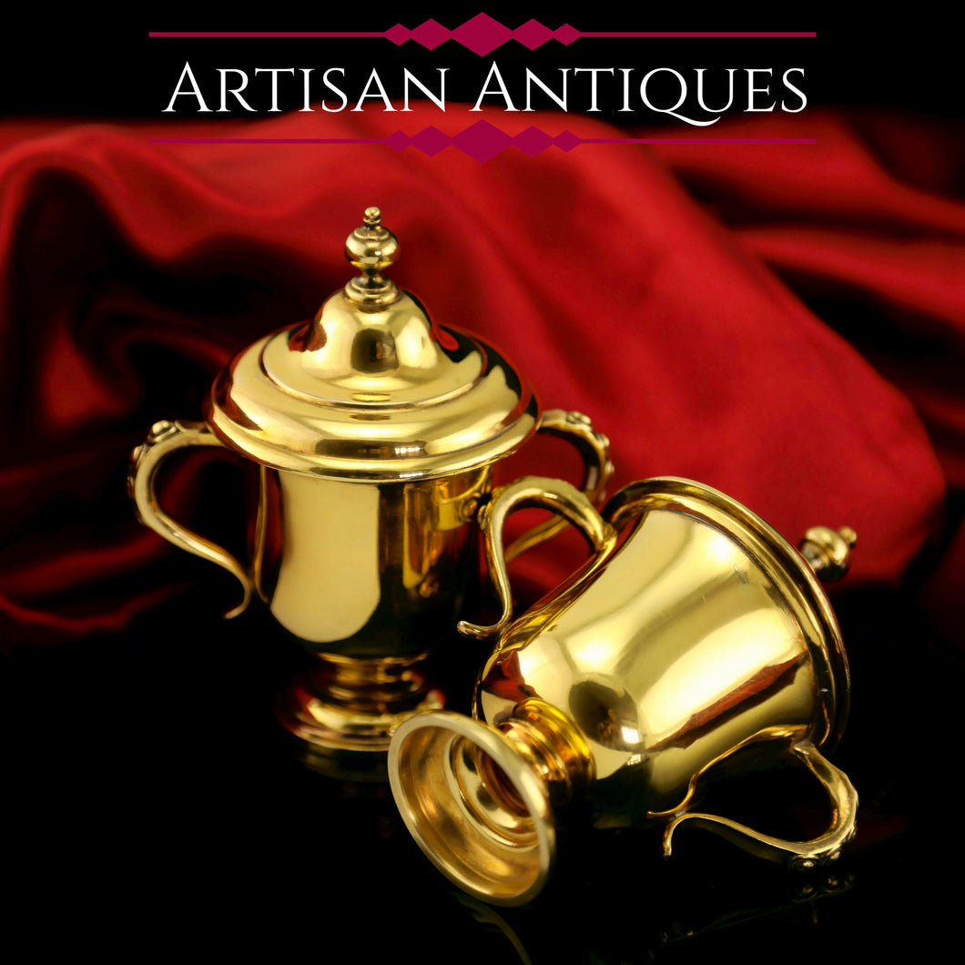 Beautiful Solid Silver Gilt Miniature Cup & Lid Set - Garrard 1928