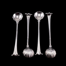 Load image into Gallery viewer, Antique Georgian Solid Silver Set of 4 Salt Spoons Onslow Pattern - c.1760
