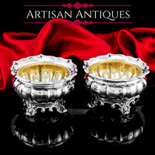 Load image into Gallery viewer, Antique Georgian Solid Silver Pair of Salt Cellars - Barnards 1836
