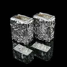 Load image into Gallery viewer, Antique Georgian Solid Sterling Silver Tea Caddy/Canister Pair with Chinoiserie Design - Tomas Heming 1752 - Artisan Antiques
