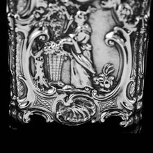 Load image into Gallery viewer, Antique Georgian Solid Sterling Silver Tea Caddy/Canister Pair with Chinoiserie Design - Tomas Heming 1752 - Artisan Antiques

