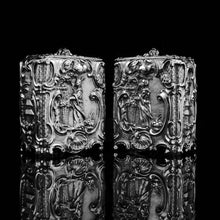 Load image into Gallery viewer, Antique Georgian Solid Sterling Silver Tea Caddy/Canister Pair with Chinoiserie Design - Tomas Heming 1752 - Artisan Antiques
