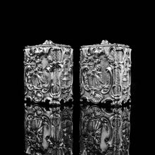 Load image into Gallery viewer, Antique Georgian Solid Sterling Silver Tea Caddy/Canister Pair with Chinoiserie Design - Tomas Heming 1752 - Artisan Antiques
