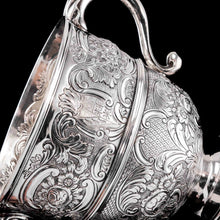 Load image into Gallery viewer, Antique Georgian Irish Solid Silver Large (1kg+) Two Handled Cup/Wine Cooler with Beautiful Floral Chasing - Dublin 1726
