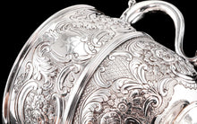 Load image into Gallery viewer, Antique Georgian Irish Solid Silver Large (1kg+) Two Handled Cup/Wine Cooler with Beautiful Floral Chasing - Dublin 1726

