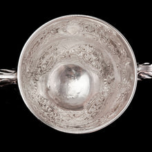 Load image into Gallery viewer, Antique Georgian Irish Solid Silver Large (1kg+) Two Handled Cup/Wine Cooler with Beautiful Floral Chasing - Dublin 1726

