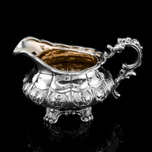 Load image into Gallery viewer, Antique Solid Silver Georgian Tea Set, &#39;Melon Shaped&#39; with Floral Chasing - Robert Hennell 1826
