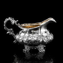 Load image into Gallery viewer, Antique Solid Silver Georgian Tea Set, &#39;Melon Shaped&#39; with Floral Chasing - Robert Hennell 1826
