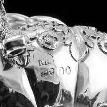 Load image into Gallery viewer, Antique Solid Silver Georgian Tea Set, &#39;Melon Shaped&#39; with Floral Chasing - Robert Hennell 1826
