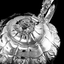 Load image into Gallery viewer, Antique Solid Silver Georgian Tea Set, &#39;Melon Shaped&#39; with Floral Chasing - Robert Hennell 1826
