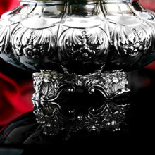 Load image into Gallery viewer, Antique Solid Silver Georgian Tea Set, &#39;Melon Shaped&#39; with Floral Chasing - Robert Hennell 1826
