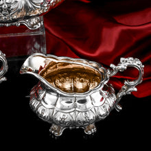 Load image into Gallery viewer, Antique Solid Silver Georgian Tea Set, &#39;Melon Shaped&#39; with Floral Chasing - Robert Hennell 1826
