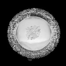Load image into Gallery viewer, A Stunning English Georgian Solid Silver Salver Tray with Rococo Decoration - William Eaton 1818
