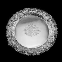 Load image into Gallery viewer, A Stunning English Georgian Solid Silver Salver Tray with Rococo Decoration - William Eaton 1818
