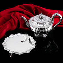 Load image into Gallery viewer, Antique Georgian Solid Silver Salver with Rococo Border - Thomas Hannam &amp; Richard Mills 1763
