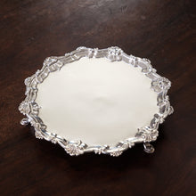 Load image into Gallery viewer, Antique Georgian Solid Silver Salver with Rococo Border - Thomas Hannam &amp; Richard Mills 1763
