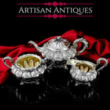 Load image into Gallery viewer, A Magnificent Georgian Solid Silver Tea Set / Service 3 Piece Set - Barnard 1835
