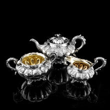 Load image into Gallery viewer, A Magnificent Georgian Solid Silver Tea Set / Service 3 Piece Set - Barnard 1835
